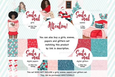 Santa Mail Clipart | Merry Christmas Clipart Bundle SVG GlamArtZhanna 