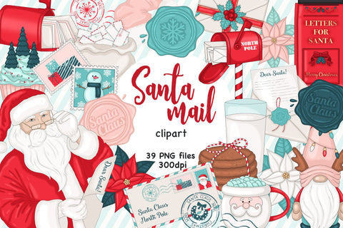 Santa Mail Clipart | Merry Christmas Clipart Bundle SVG GlamArtZhanna 