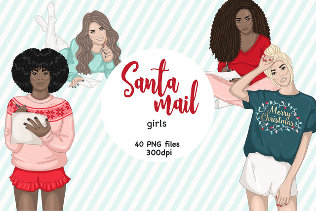 Santa Mail Illustrations | Merry Christmas Girls SVG GlamArtZhanna 