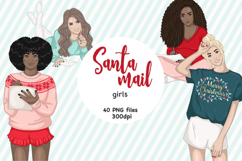 Santa Mail Illustrations | Merry Christmas Girls SVG GlamArtZhanna 
