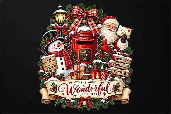 Santa Mailbox Christmas Design with Santa and Snowman SVG BillahCrafts 