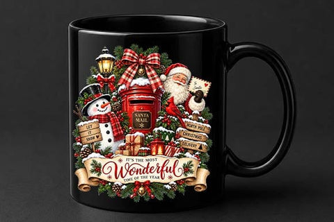 Santa Mailbox Christmas Design with Santa and Snowman SVG BillahCrafts 