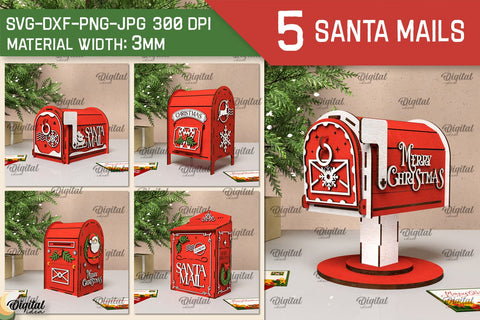 Santa Mails Laser Cut Bundle. Letters to Santa MailBox SVG SVG Evgenyia Guschina 