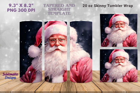 Santa Merry Christmas Tumbler Wrap | 20 oz Skinny Tumbler Wrap Sublimation Christmas Design Sublimation Sublimatiz Designs 