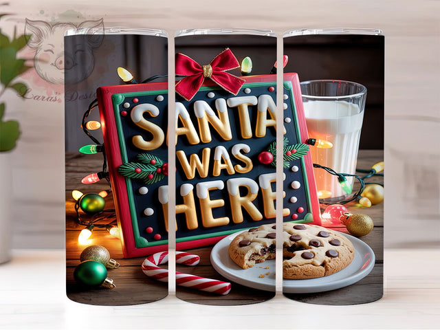 Santa Milk and Cookies Christmas Tumbler, Christmas Night Snack Wrap, Holiday Food Sublimation, Santa Was Here Cup, 20Oz Skinny Tumbler Wrap, Festive Cookie Mug, Christmas Eve Treat Design Sublimation Lara' s Designs 