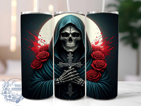 Santa Muerte Chicano Art Tumbler Wrap, Santa Muerte, Chicano Art, Tumbler Wrap, Sublimation Design, Mexican Culture, Day of the Dead, Spiritual Decor Sublimation ToriDesigns 