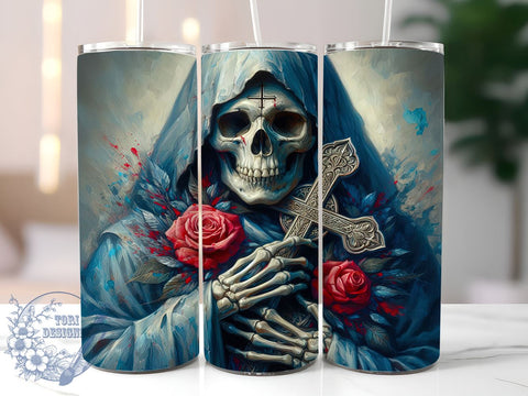 Santa Muerte Chicano Art Tumbler Wrap, Santa Muerte, Chicano Art, Tumbler Wrap, Sublimation Design, Mexican Culture, Day of the Dead, Spiritual Decor Sublimation ToriDesigns 