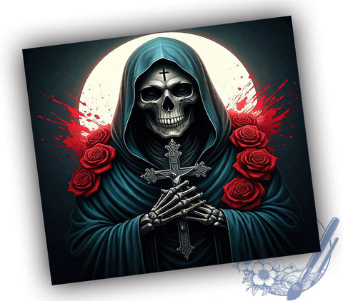 Santa Muerte Chicano Art Tumbler Wrap, Santa Muerte, Chicano Art, Tumbler Wrap, Sublimation Design, Mexican Culture, Day of the Dead, Spiritual Decor Sublimation ToriDesigns 