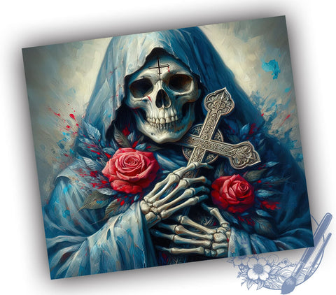 Santa Muerte Chicano Art Tumbler Wrap, Santa Muerte, Chicano Art, Tumbler Wrap, Sublimation Design, Mexican Culture, Day of the Dead, Spiritual Decor Sublimation ToriDesigns 