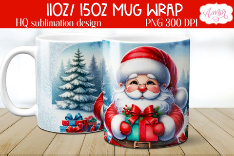 Santa mug wrap for sublimation | Christmas mug PNG Sublimation Amorclipart 