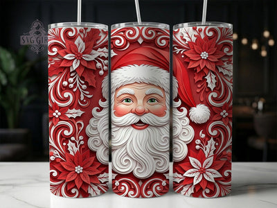 Santa Paper Cut Floral 20oz Tumbler, Santa Paper Cut, Paper Cut Floral, Santa Tumbler, 20oz Tumbler, Floral Santa, Christmas Tumbler, Tumbler Wrap Sublimation SvggirlplusArt 