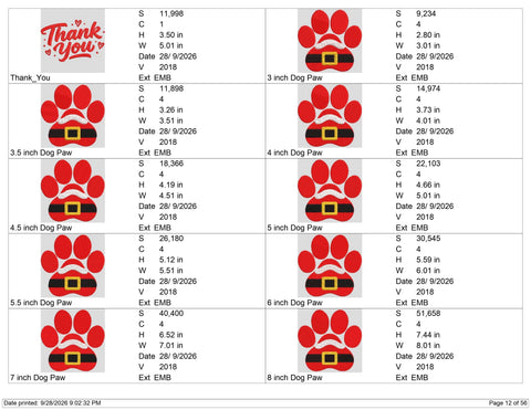 Santa Paw Print Embroidery Design – Christmas Dog Paw Machine Embroidery File, Santa Claus Pet Paw Holiday Design Embroidery/Applique DESIGNS PatternFeed8 