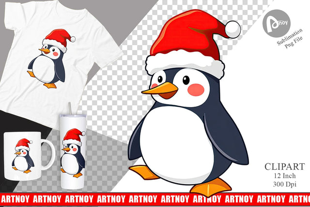 Santa Penguin Clipart Sublimation artnoy 