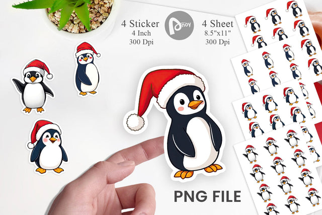 Santa Penguin Sticker Sublimation artnoy 