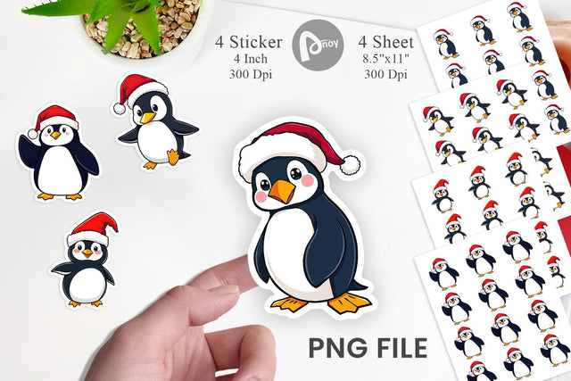 Santa Penguin Sticker Sublimation artnoy 