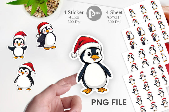 Santa Penguin Sticker Sublimation artnoy 