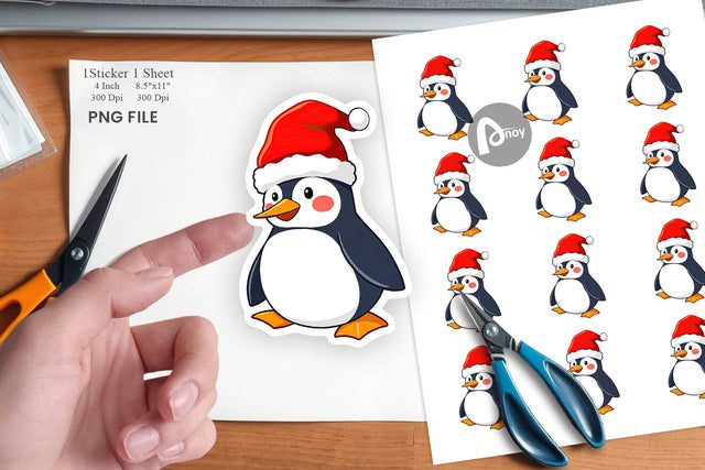 Santa Penguin Sticker Sublimation artnoy 