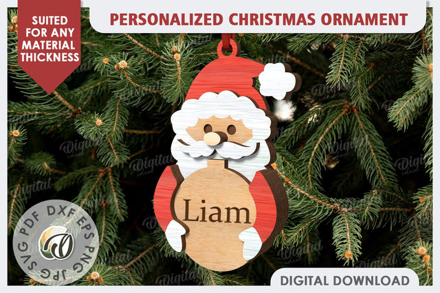 Santa Personalized Christmas Ornament Laser Cut. Xmas SVG SVG Evgenyia Guschina 