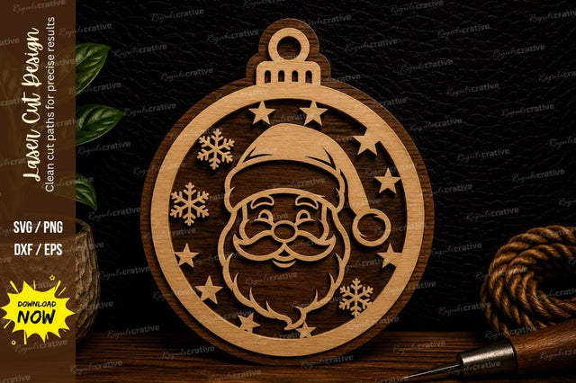 Santa Portrait Christmas Ornament Laser Cut Svg Design SVG Regulrcrative 