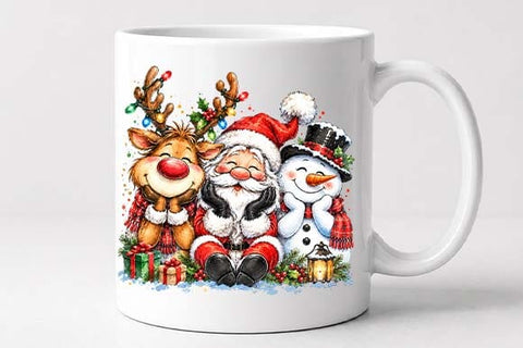 Santa Reindeer Snowman Christmas Trio Design SVG BillahCrafts 