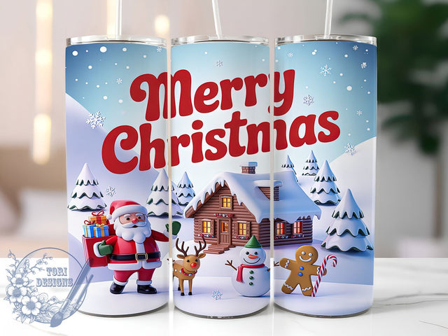 Santa Reindeer Snowman Christmas Tumbler, Merry Christmas Wrap, 20oz Tumbler Sublimation, Festive Holiday Characters Design, Cute Christmas Sublimation, Cozy Winter Tumbler, Holiday Trio Wrap Sublimation ToriDesigns 