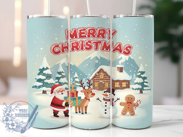 Santa Reindeer Snowman Christmas Tumbler, Merry Christmas Wrap, 20oz Tumbler Sublimation, Festive Holiday Characters Design, Cute Christmas Sublimation, Cozy Winter Tumbler, Holiday Trio Wrap Sublimation ToriDesigns 