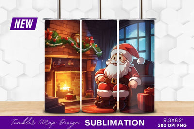 Santa Relaxing By Fireplace At Christmas Time Sublimation Regulrcrative 