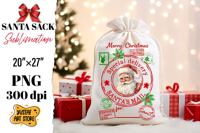 Santa sack sublimation. Christmas gift bag design Sublimation Yustaf Art Store 