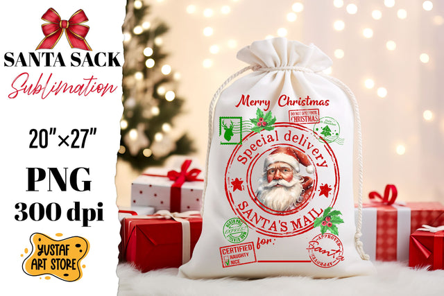 Santa sack sublimation. Christmas gift bag design Sublimation Yustaf Art Store 