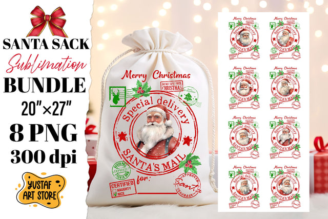 Santa sack sublimation. Christmas gift bag design Sublimation Yustaf Art Store 
