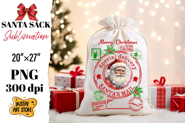 Santa sack sublimation. Christmas gift bag design Sublimation Yustaf Art Store 