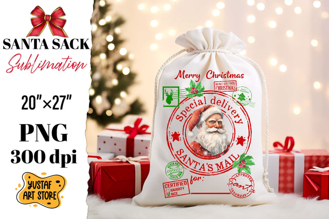 Santa sack sublimation. Christmas gift bag design Sublimation Yustaf Art Store 