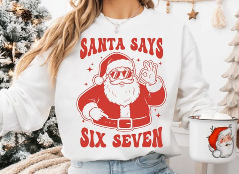 Santa Says Six Seven svg png, Cricut Cut File, Funny 67 Christmas Trends, Funny Christmas svg, Trendy Christmas svg, 6 7 Six Seven svg SVG BB Type Studios 