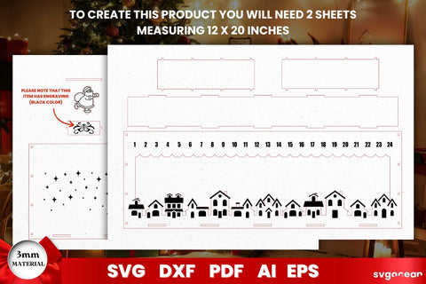Santa Sleigh Countdow Laser Cut SVG SvgOcean 