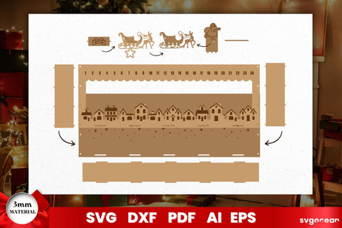 Santa Sleigh Countdow Laser Cut SVG SvgOcean 