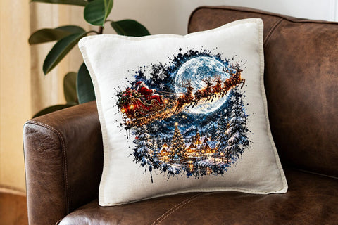 Santa Sleigh Night Christmas PNG Design SVG DesignDestine 