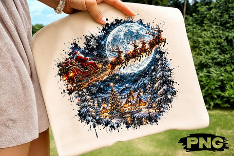 Santa Sleigh Night Christmas PNG Design SVG DesignDestine 