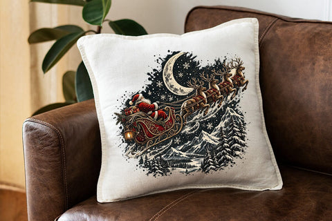 Santa Sleigh Night Christmas PNG Design SVG DesignDestine 