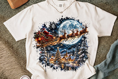 Santa Sleigh Night Christmas PNG Design SVG DesignDestine 