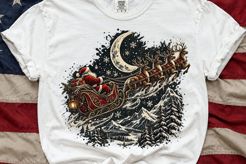 Santa Sleigh Night Christmas PNG Design SVG DesignDestine 