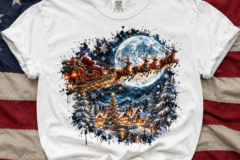 Santa Sleigh Night Christmas PNG Design SVG DesignDestine 