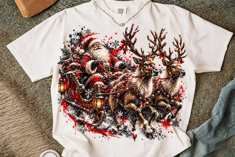 Santa Sleigh Reindeer Christmas PNG Art SVG DesignDestine 