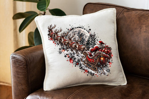 Santa Sleigh Reindeer Christmas PNG Art SVG DesignDestine 