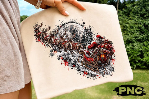 Santa Sleigh Reindeer Christmas PNG Art SVG DesignDestine 