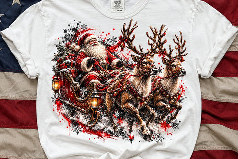Santa Sleigh Reindeer Christmas PNG Art SVG DesignDestine 