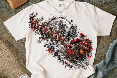 Santa Sleigh Reindeer Christmas PNG Art SVG DesignDestine 