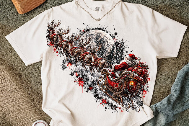 Santa Sleigh Reindeer Christmas PNG Art SVG DesignDestine 