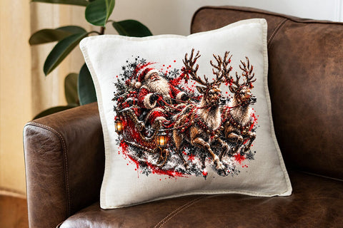 Santa Sleigh Reindeer Christmas PNG Art SVG DesignDestine 