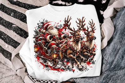 Santa Sleigh Reindeer Christmas PNG Art SVG DesignDestine 
