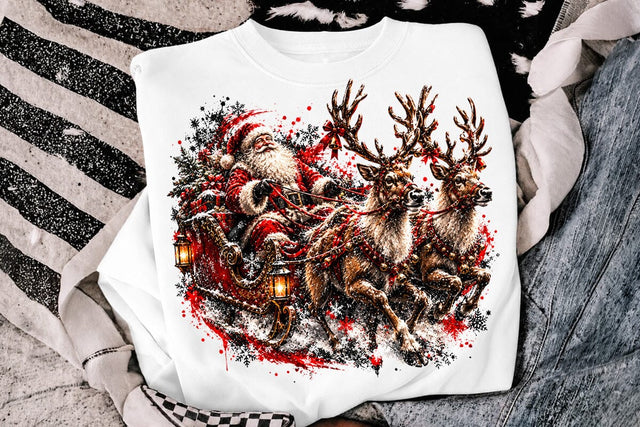 Santa Sleigh Reindeer Christmas PNG Art SVG DesignDestine 